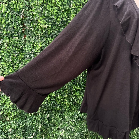 Venezia Black Ruffled Open-Front Cardigan - Picture 2 of 5